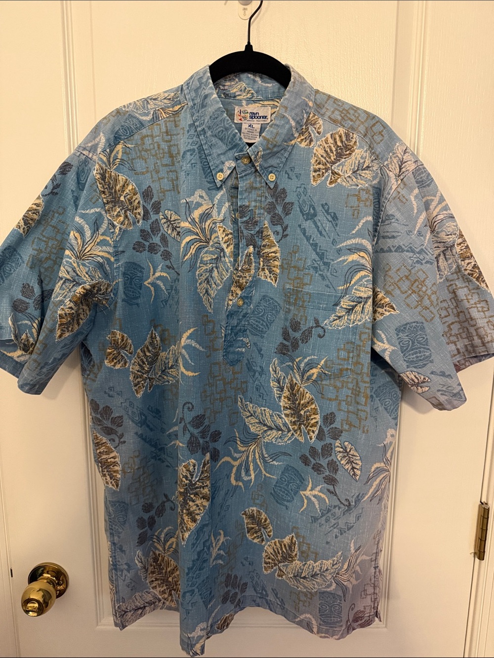Reyn Spooner Light Blue Tropical Short-Sleeve Shirt - Hawaiian aloha popover
